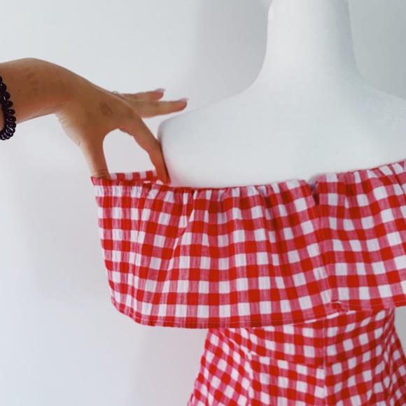ASOS Checkered Over The Shoulder Romper - Picture 4 of 11